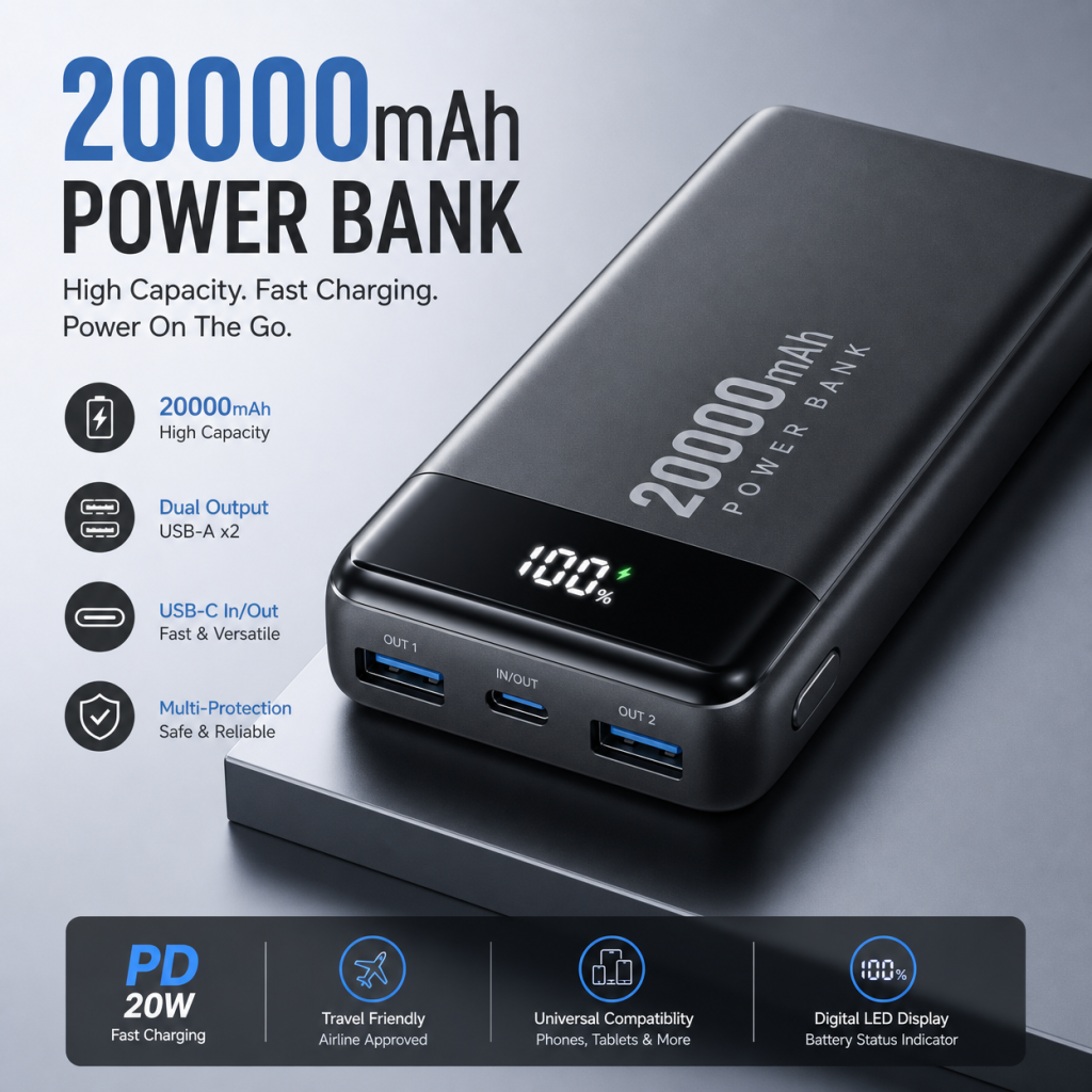 Portable Power Bank 20000mAh